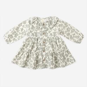 NEW QUINCY MAE girl's ruffle collar button dress in creamy white